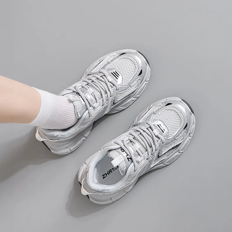 ZHR Low Top Chunky Sneakers Women's Silver-5