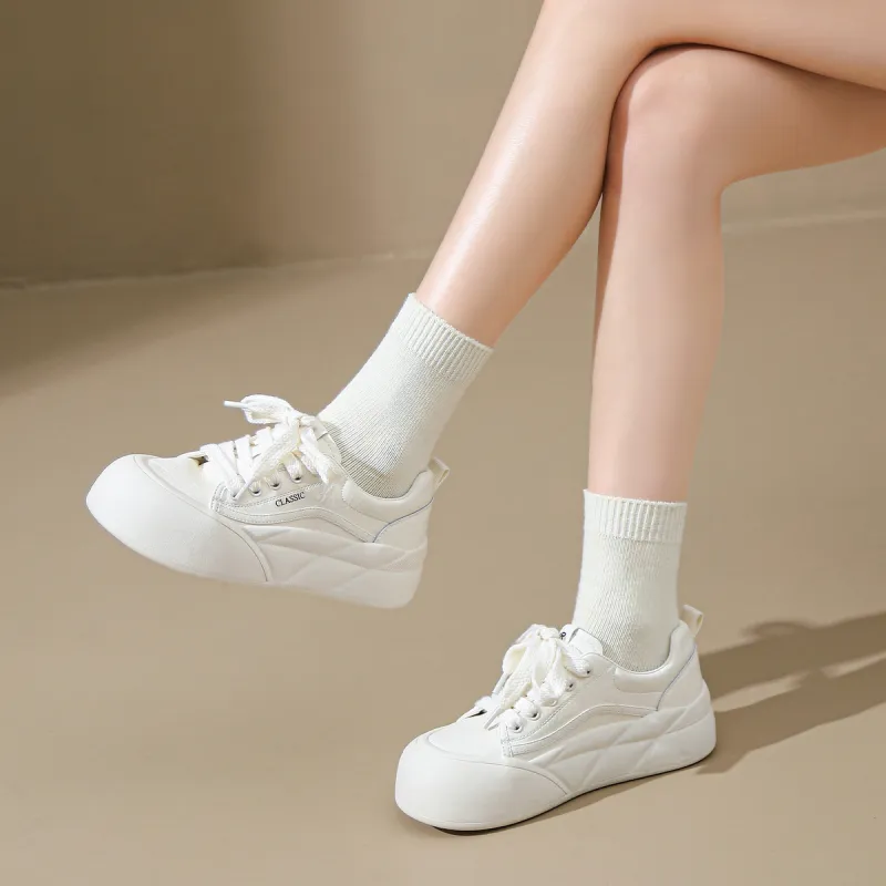 ZHR Cute Puffy Shoes Coverage Cushioning Lightweight Height Increasing Skateboard Shoes Women's-4