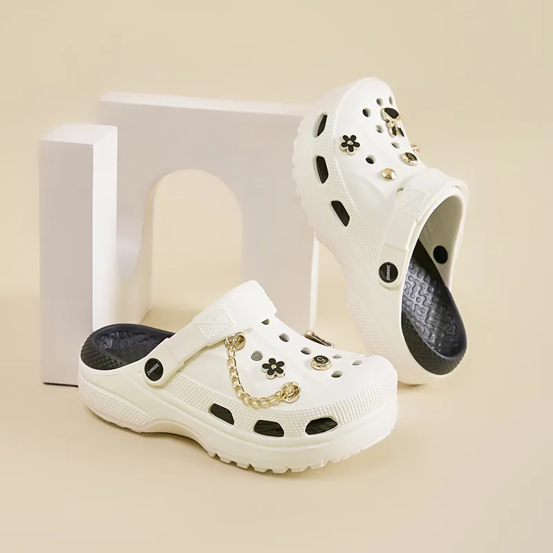 ZHR Cream Puff Shoes Clogs Women's White-3