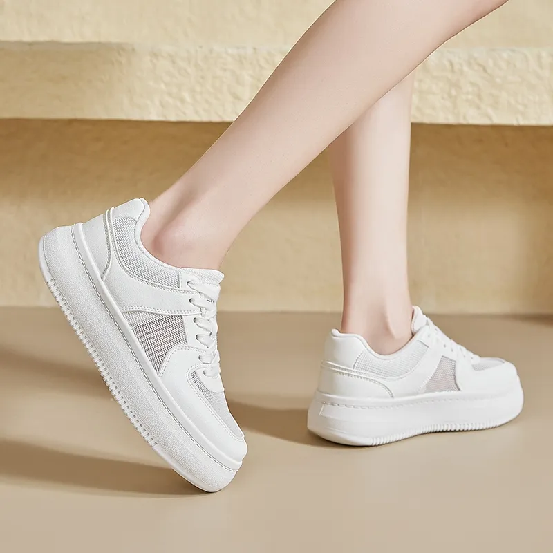 ZHR Platform White Sneakers Wear resistant And Lightweight Low Top Skateboard Shoes Women's-5