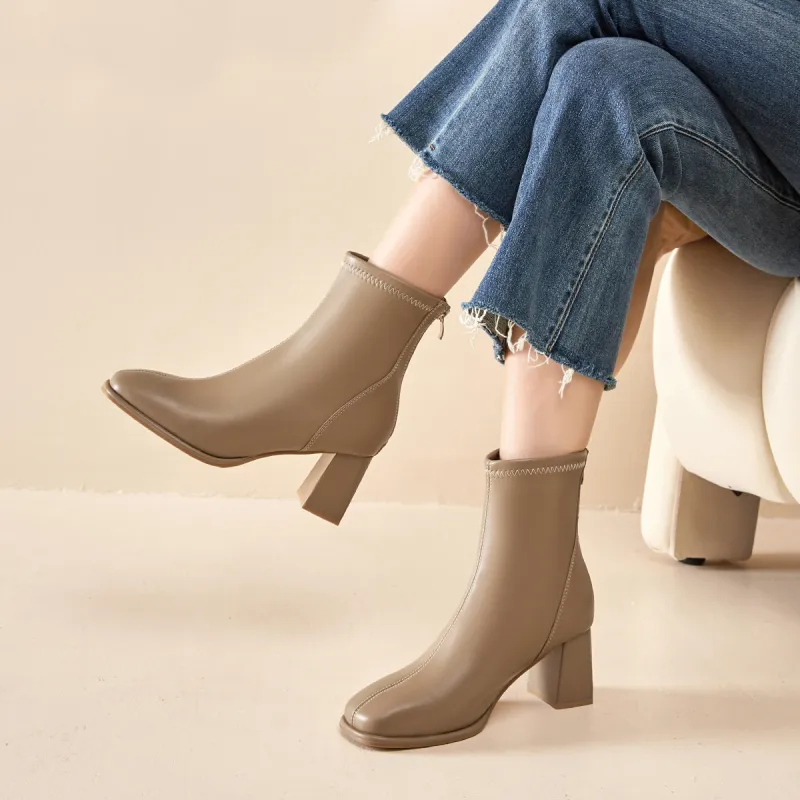 ZHR Ankle Boots Women's Black/Milk Tea/Beige-11