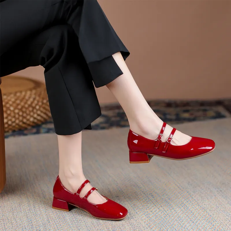 ZHR Mary Jane 3cm Women's Burgundy-14