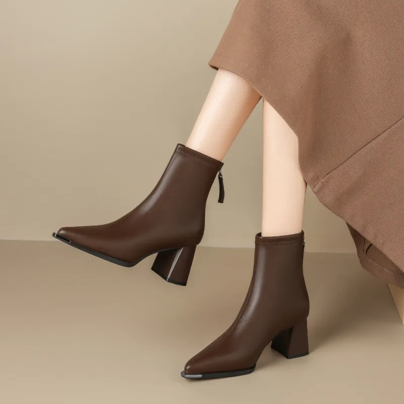 ZHR Ankle Boots Women's Black/Milk Tea/Beige-30