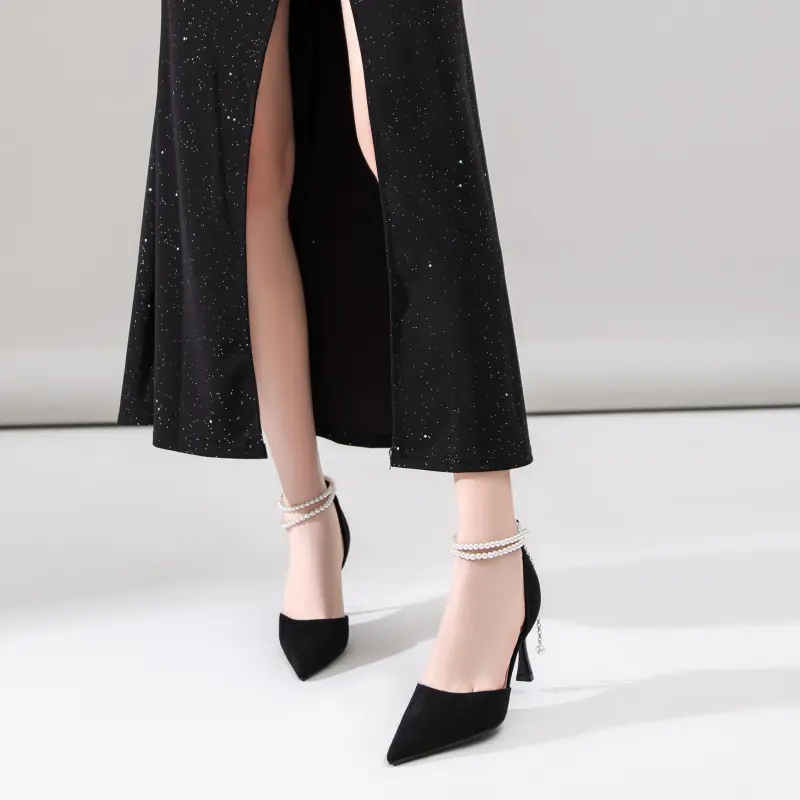 ZHR Slim Heel High Heels 8cm Women's Black-2