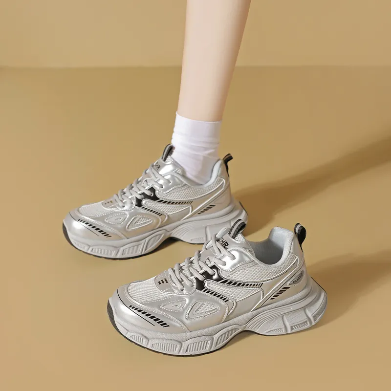 ZHR Sparkling Galaxy Low Top Chunky Sneakers Women's Silver-2