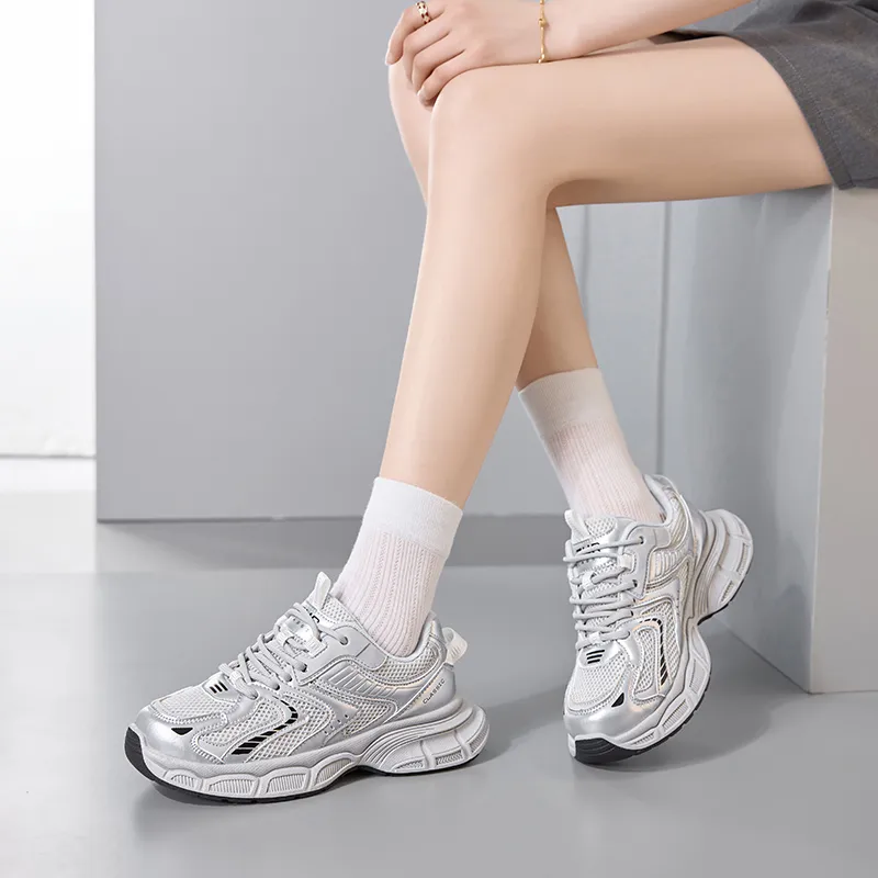 ZHR Low Top Chunky Sneakers Women's Silver-3