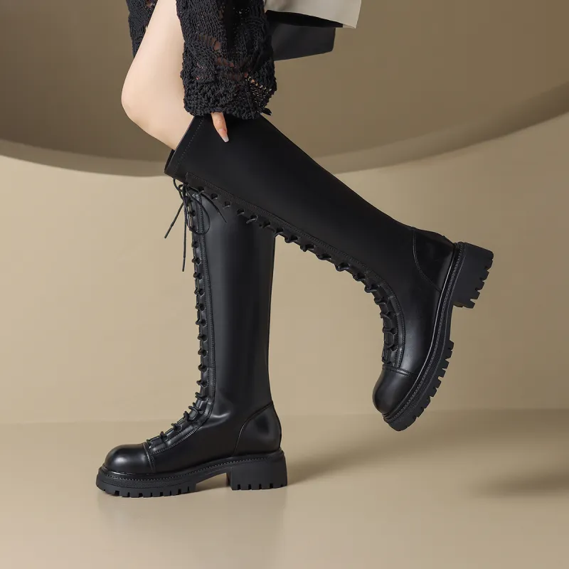 ZHR Knee high Boots Women's Black/Brown-2