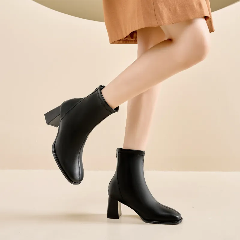 ZHR Ankle Boots Women's Black/Milk Tea/Beige-6