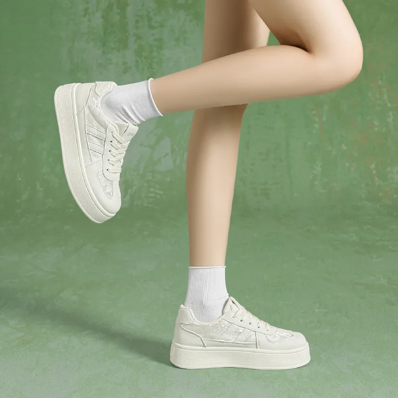 ZHR New Chinese Style Eastern Tales Wear resistant And Lightweight Low Top Skateboard Shoes Women's Beige-4