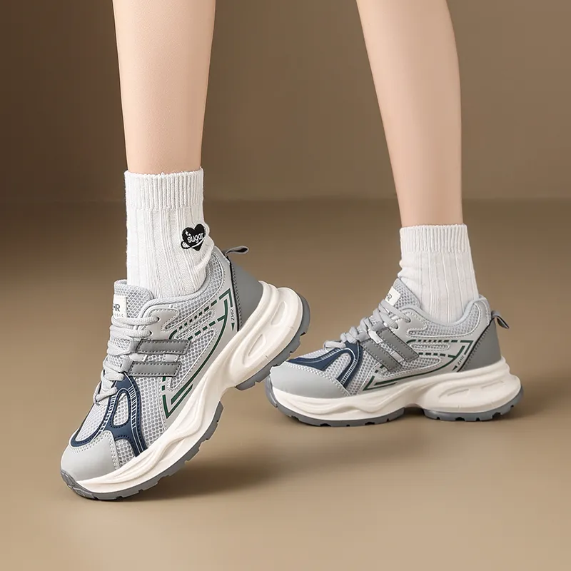 ZHR Seek 2.0 Wear resistant And Lightweight Low Top Chunky Sneakers Women's Beige Blue-5
