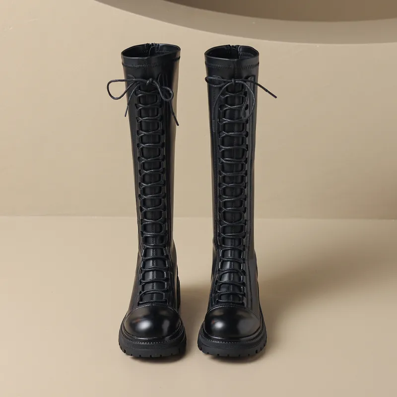 ZHR Knee high Boots Women's Black/Brown-13