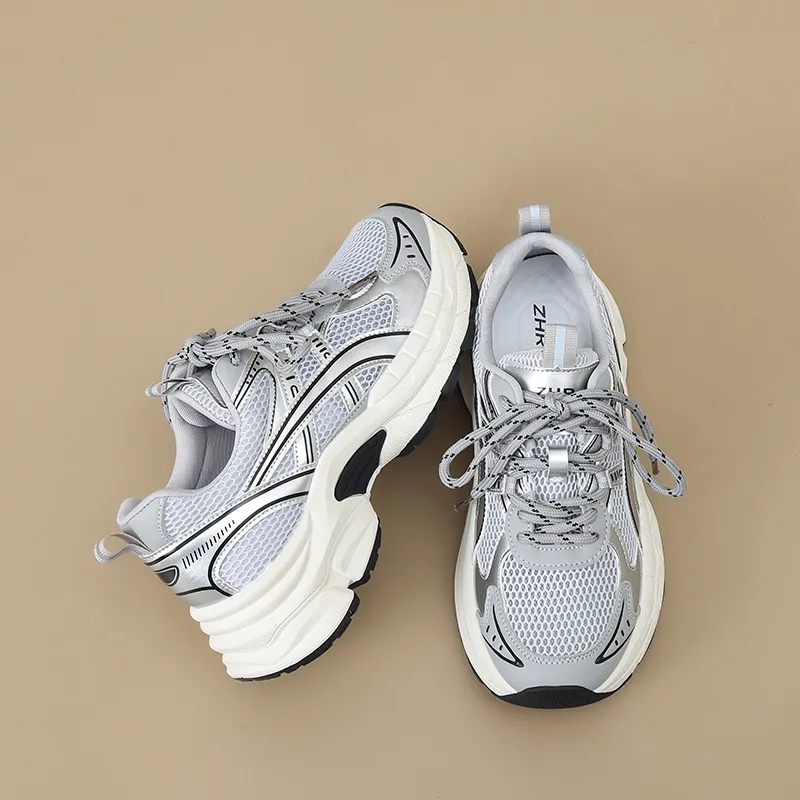 ZHR Eye Of Demon Wear resistant And Lightweight Low Top Chunky Sneakers Women's Silver-2