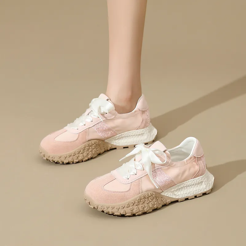 ZHR Rich Woman Happiness Shoes Breathable Height Increase Low Top Casual Shoes Women's-4