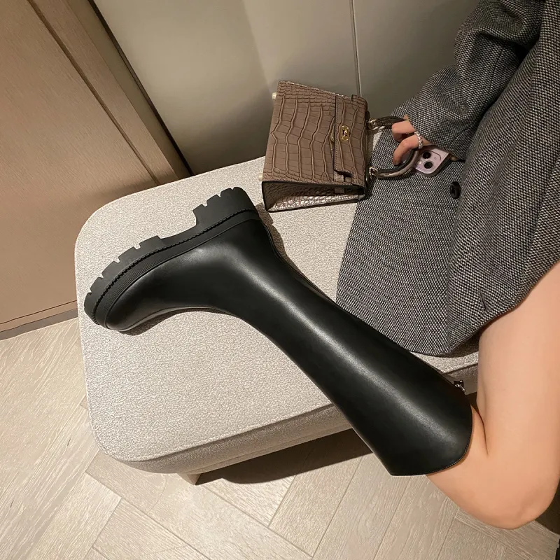 ZHR Knee-High Knight Boots 4cm Women's-21