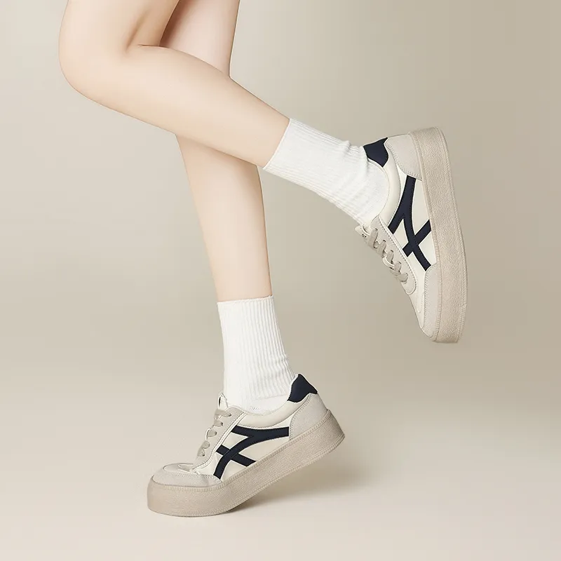 ZHR Low Top Skateboard Shoes Women's Beige Blue-5