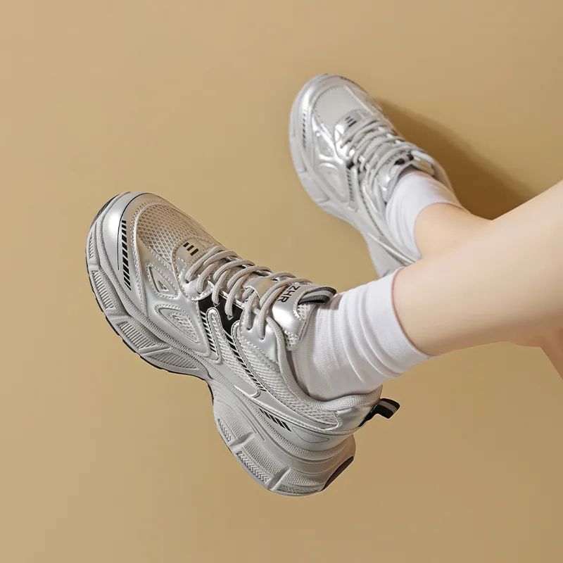 ZHR Sparkling Galaxy Low Top Chunky Sneakers Women's Silver-3