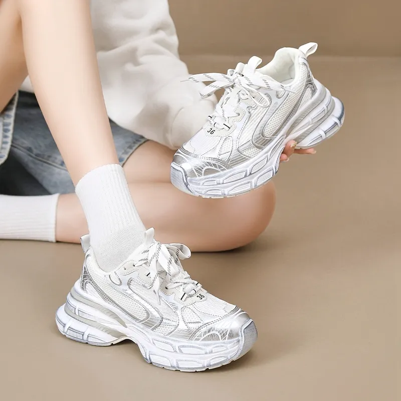 ZHR Slip Resistant, Abrasion Resistant, Lightweight, Height Increasing Low Top Chunky Sneakers Women's-11