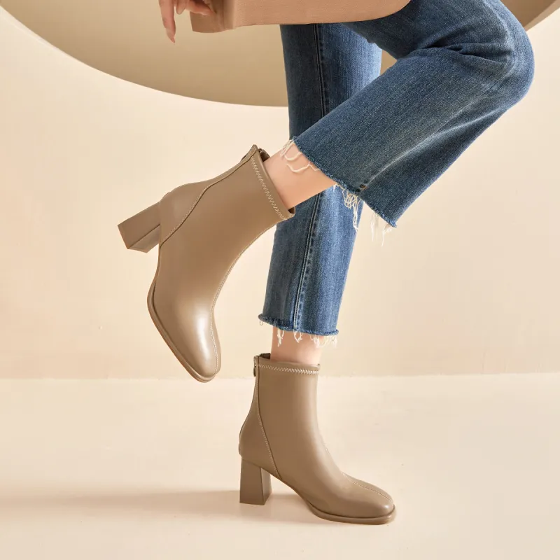 ZHR Ankle Boots Women's Black/Milk Tea/Beige-13