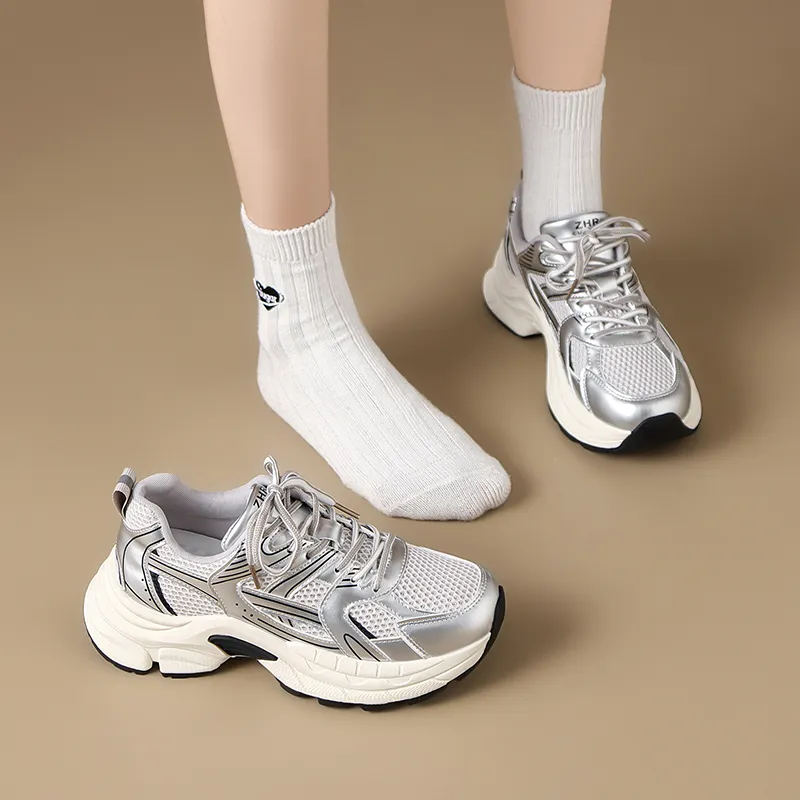ZHR Seek 2.0 Wear resistant And Lightweight Low Top Chunky Sneakers Women's Silver-5