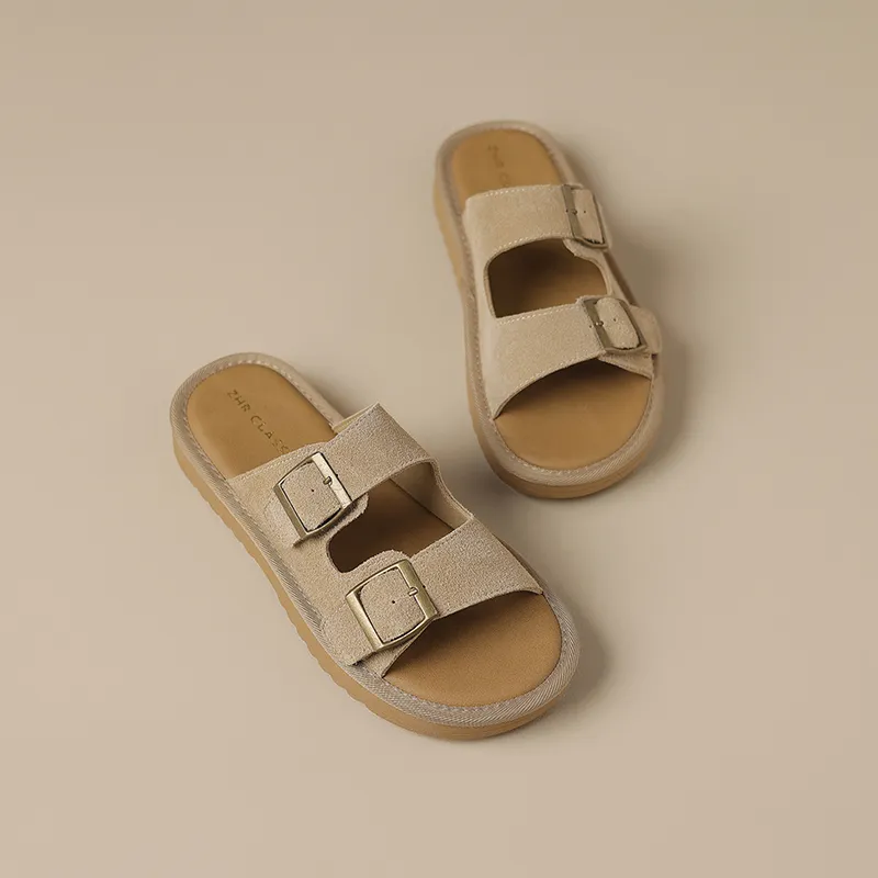 ZHR Slide Slippers Women's Khaki, Chestnut-5
