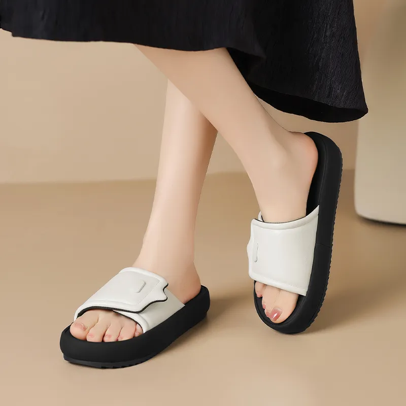ZHR PU Polyurethane Quiet Slide Slippers Women's-4