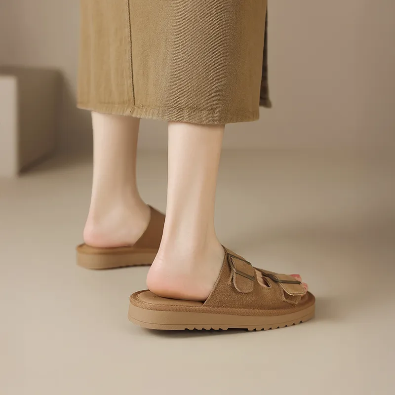 ZHR Slide Slippers Women's Khaki, Chestnut-10
