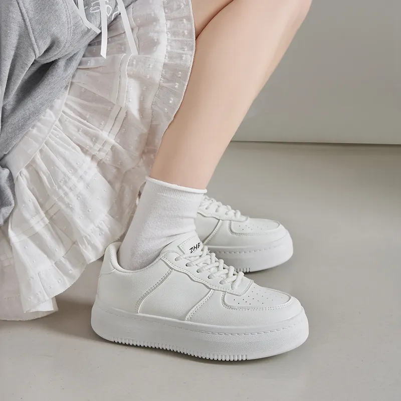 ZHR Platform White Sneakers Wear resistant And Lightweight Low Top Skateboard Shoes Women's-3
