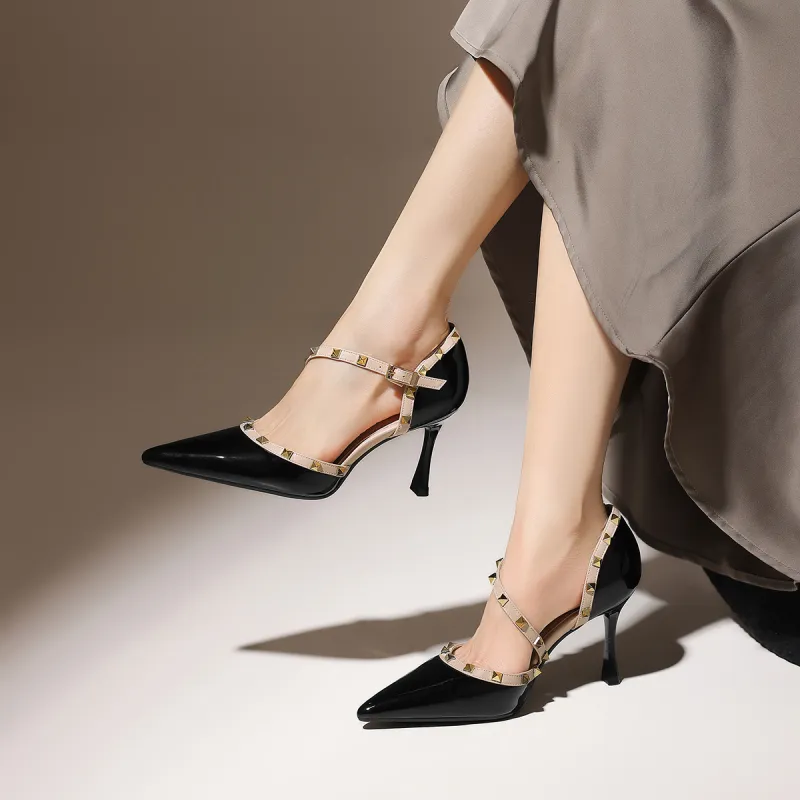 ZHR Slim Heel High Heels 8cm Women's Nude-15