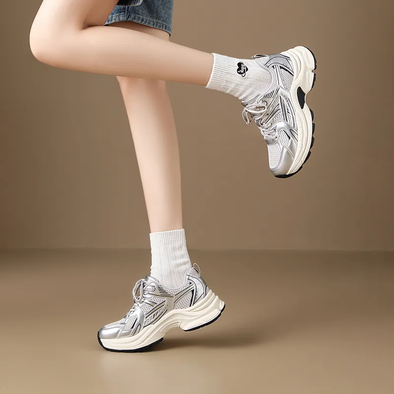 ZHR Seek 2.0 Wear resistant And Lightweight Low Top Chunky Sneakers Women's Silver-4