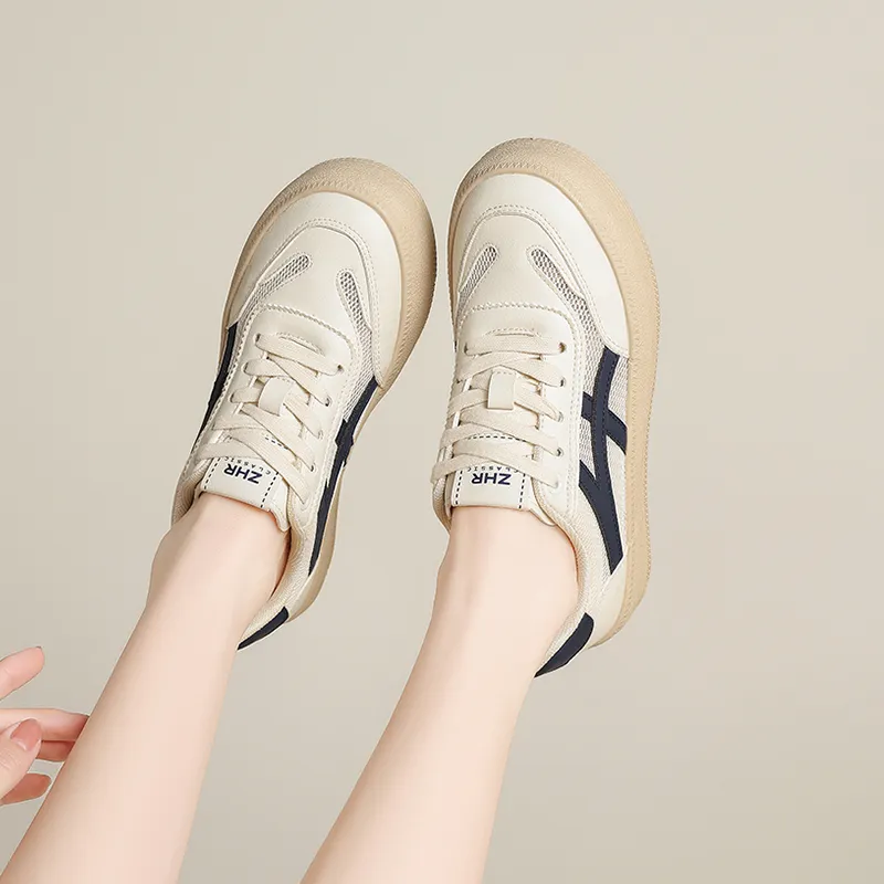 ZHR Low Top Skateboard Shoes Women's Beige Blue-2
