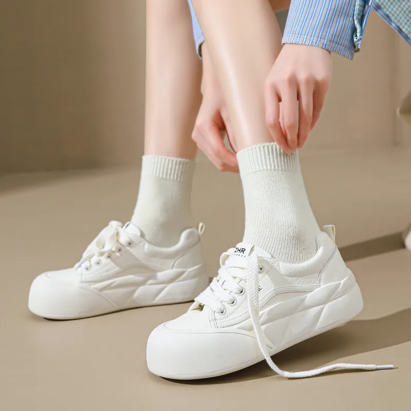ZHR Cute Puffy Shoes Coverage Cushioning Lightweight Height Increasing Skateboard Shoes Women's-3