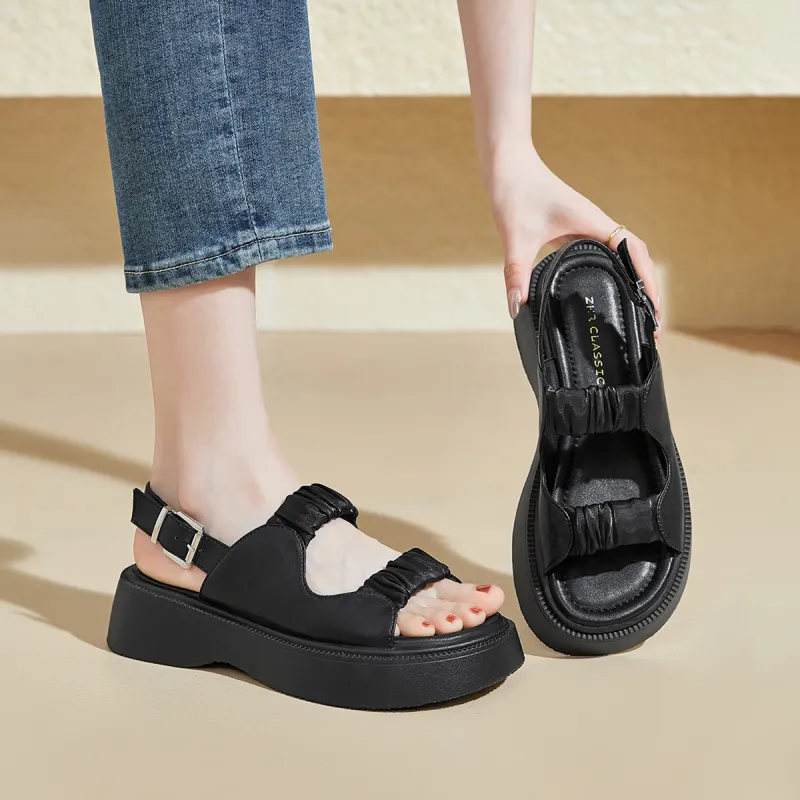 ZHR Strap Sandals 4.5cm Women's Beige-12
