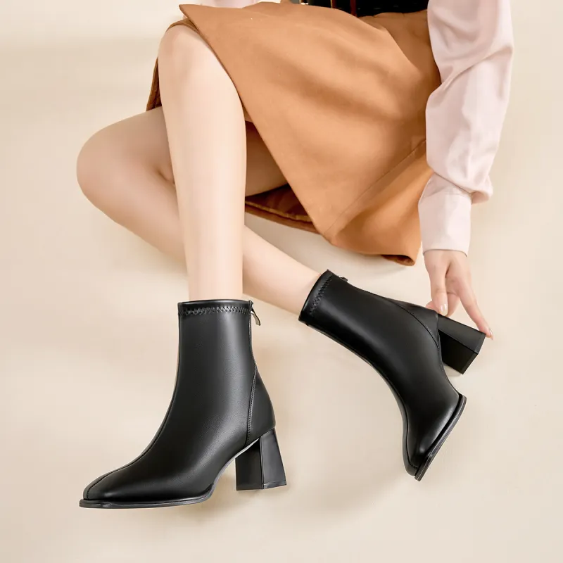 ZHR Ankle Boots Women's Black/Milk Tea/Beige-5