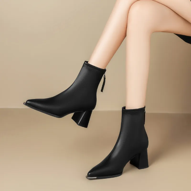 ZHR Ankle Boots Women's Black/Milk Tea/Beige-23