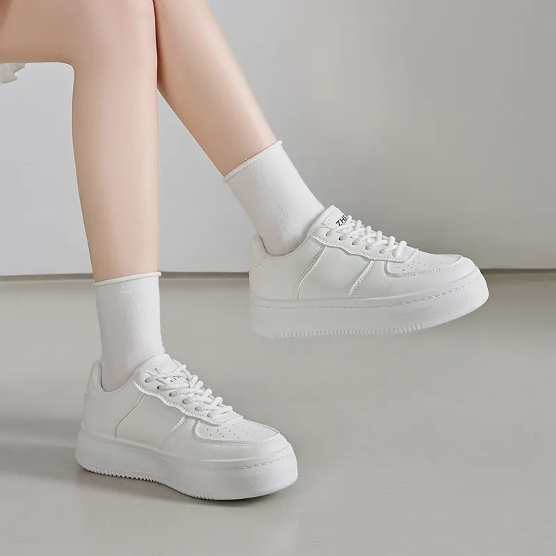 ZHR Platform White Sneakers Wear resistant And Lightweight Low Top Skateboard Shoes Women's-4