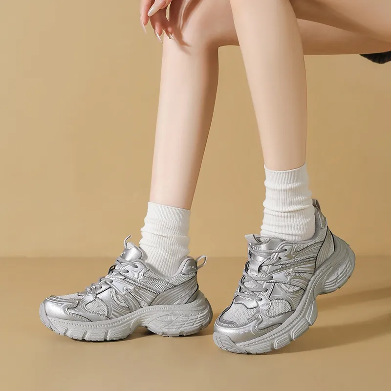 ZHR Chaser Of The Light Cushioning Abrasion Resistant Lightweight Height Increasing Mat Low Top Chunky Sneakers Women's-2