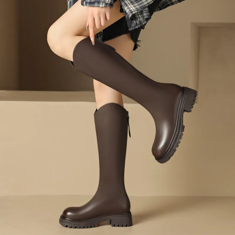 ZHR Knee high Boots Women's Black/Milk Tea/Brown-38