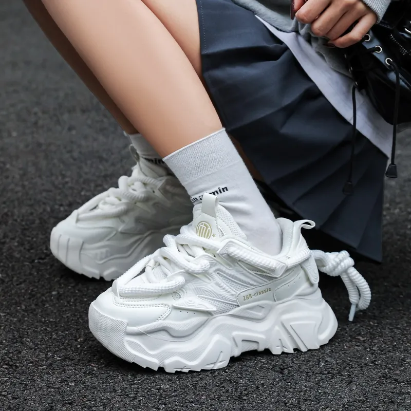 ZHR Abrasion Resistant Lightweight Height Increasing Low Top Chunky Sneakers Unisex-12