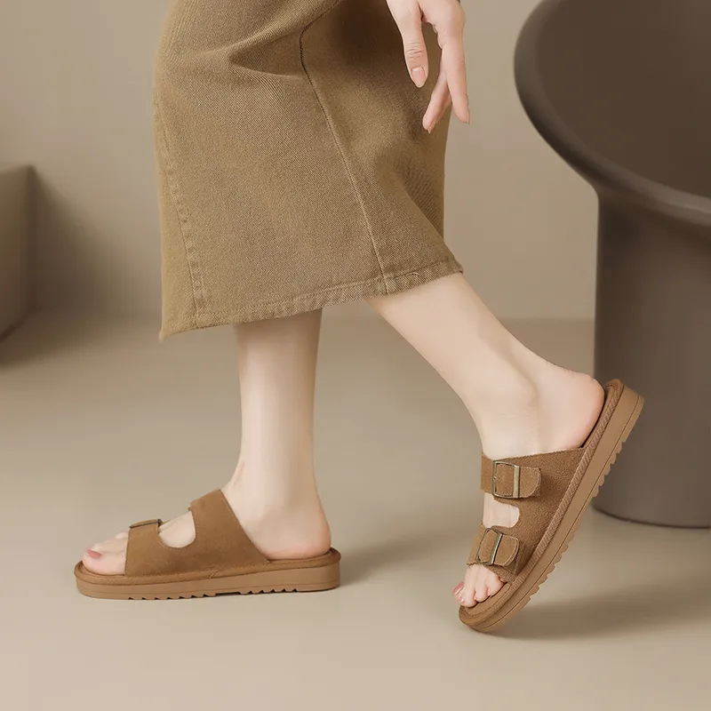 ZHR Slide Slippers Women's Khaki, Chestnut-9