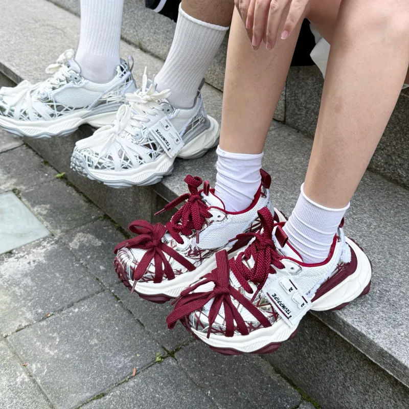 TRUMPPIPE Cushioned Height Increase Wear Resistant Lightweight Low Top Chunky Sneakers Unisex-7