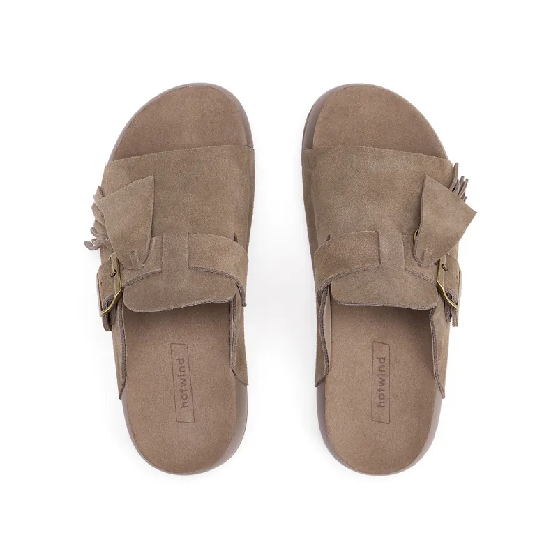 Hotwind Pinecone Grey Series Quiet Slide Slippers Women's-2