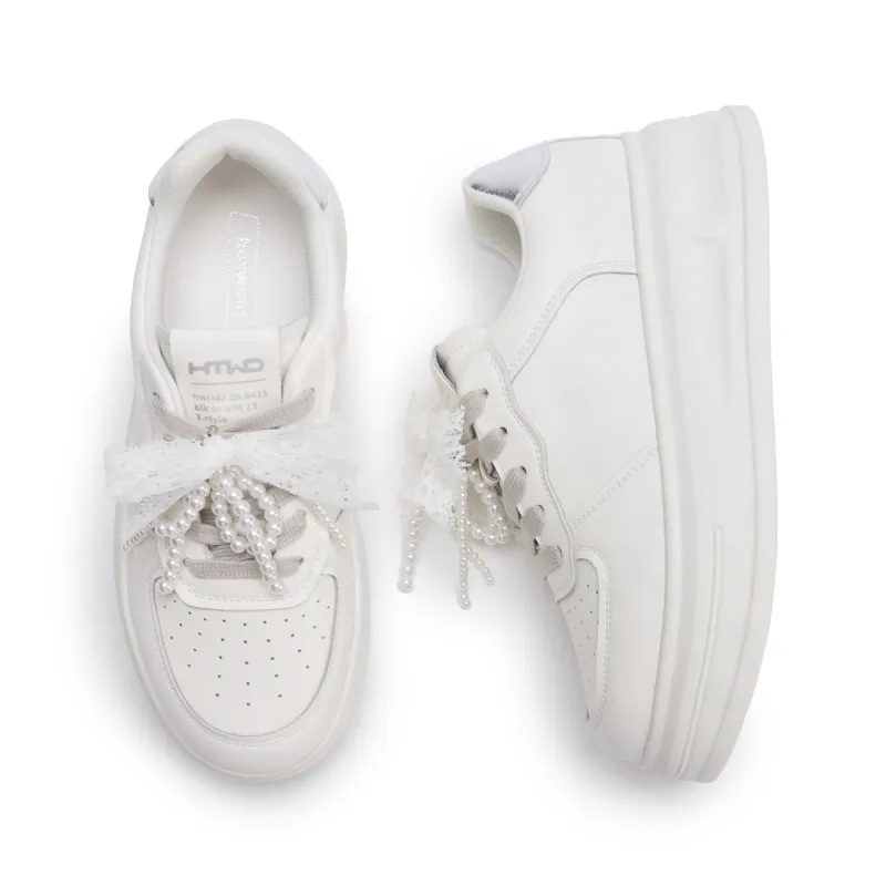 Hotwind Cream Lace Series Low-Top Skateboard Shoes Women's Beige-1
