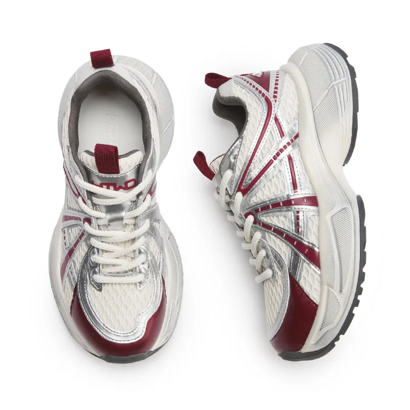 Hotwind Chunky Sneakers Women's Beige Red-1