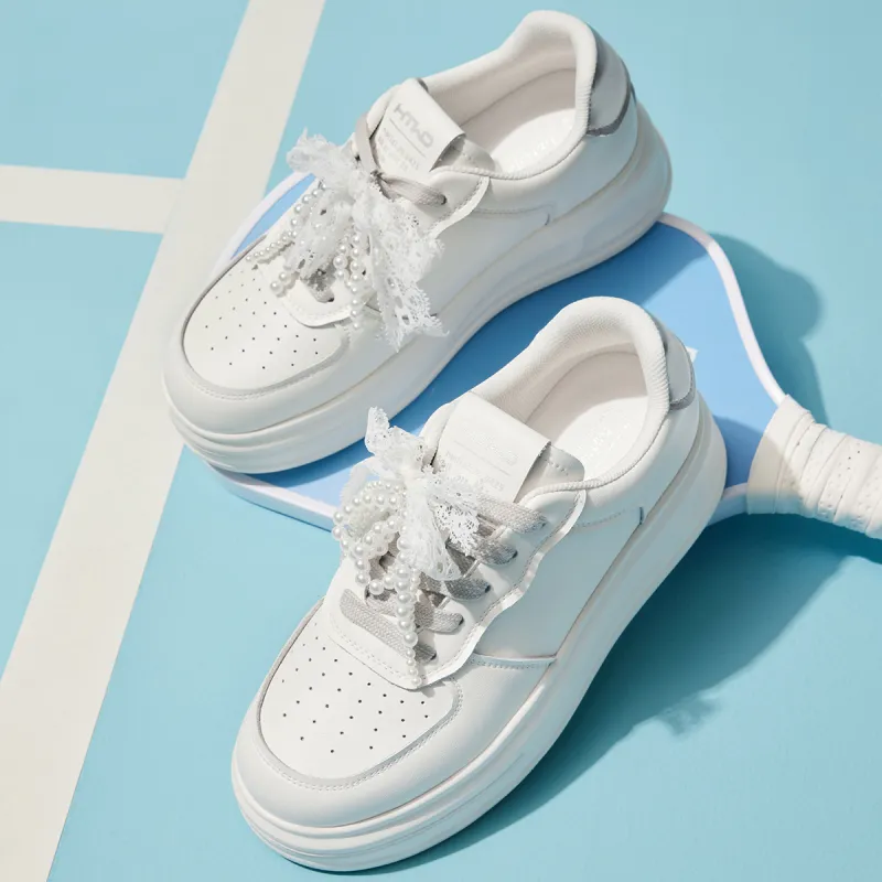 Hotwind Cream Lace Series Low-Top Skateboard Shoes Women's Beige-4