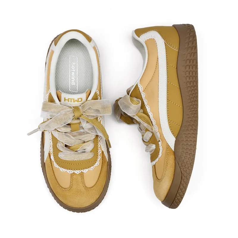 Hotwind Cream Lace Series Anti Slip Wear Resistant Low Top Casual Shoes Women's-6