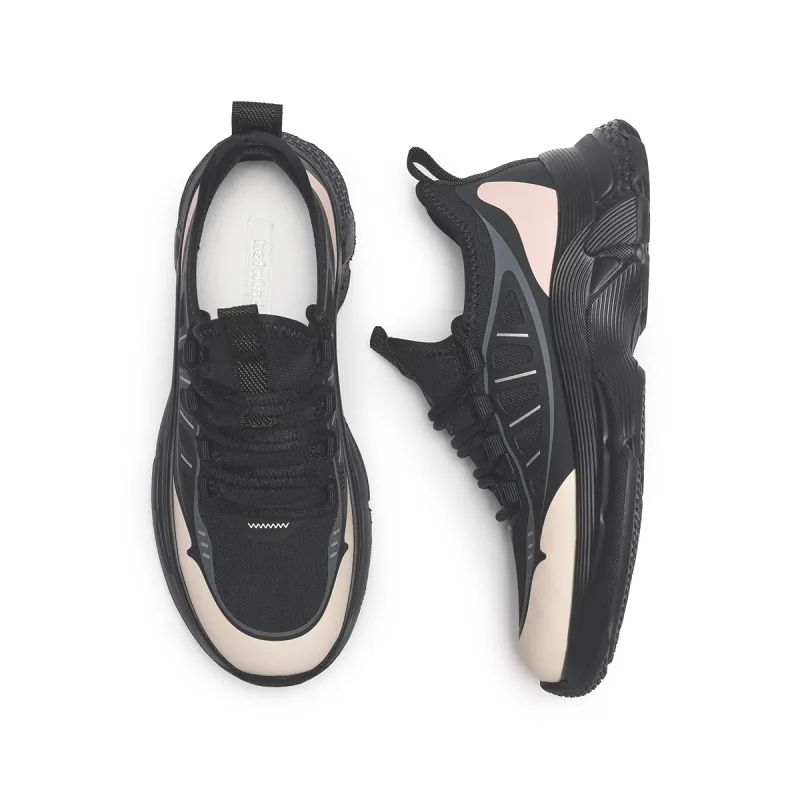 Hotwind Abrasion Resistant Breathable Low Top Casual Shoes Women's Black Beige-2