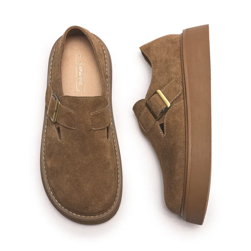 Hotwind Pinecone Grey Series Casual Single Shoes 4cm Women's-9