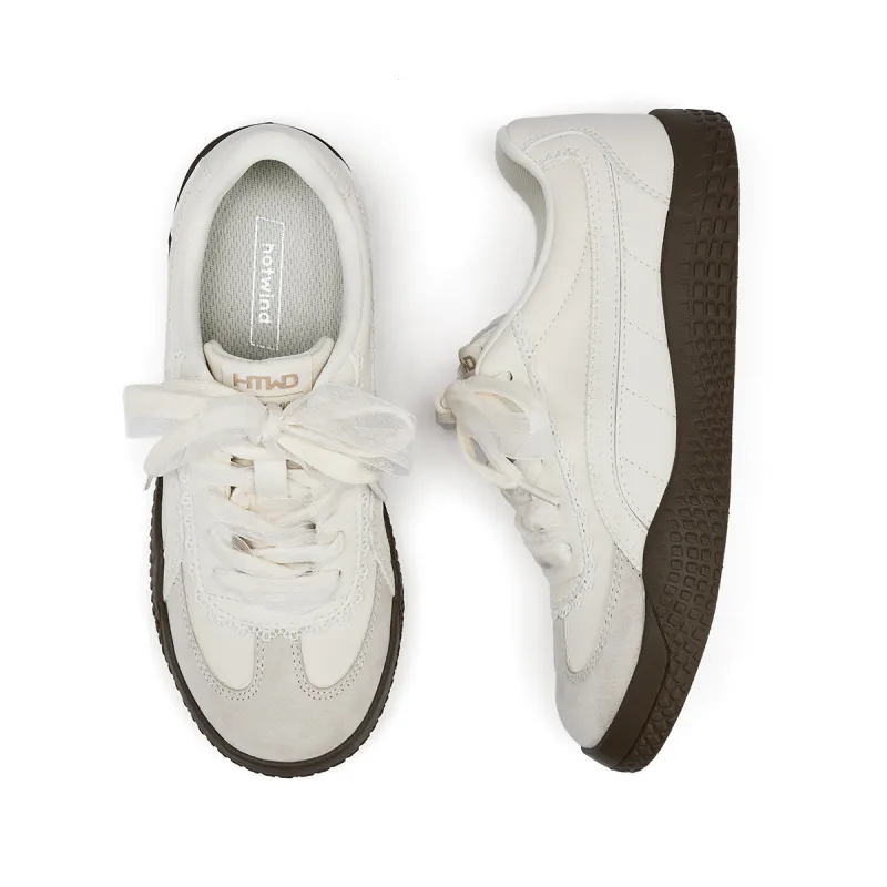 Hotwind Cream Lace Series Anti Slip Wear Resistant Low Top Casual Shoes Women's-10