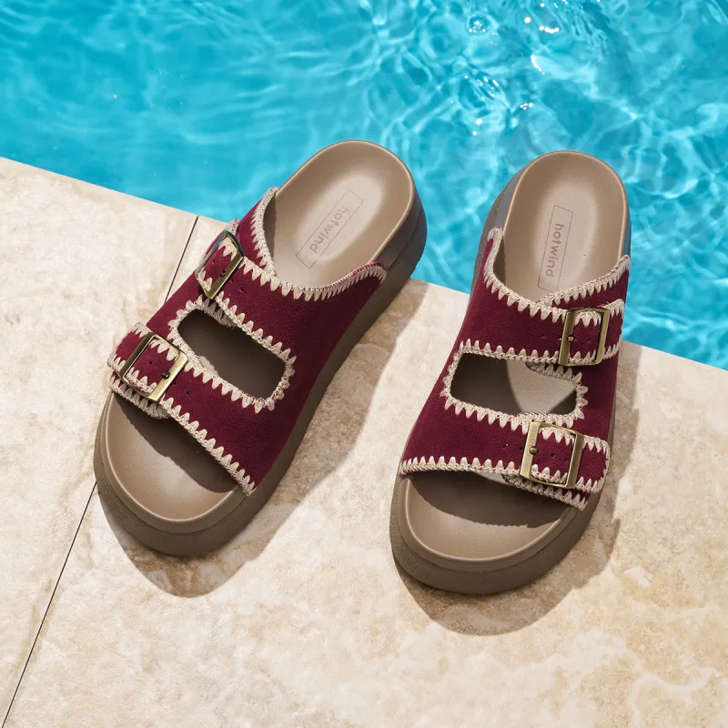 Hotwind Biscuit Boken Collection Slip Resistant Abrasion Resistant Slide Slippers Women's-19