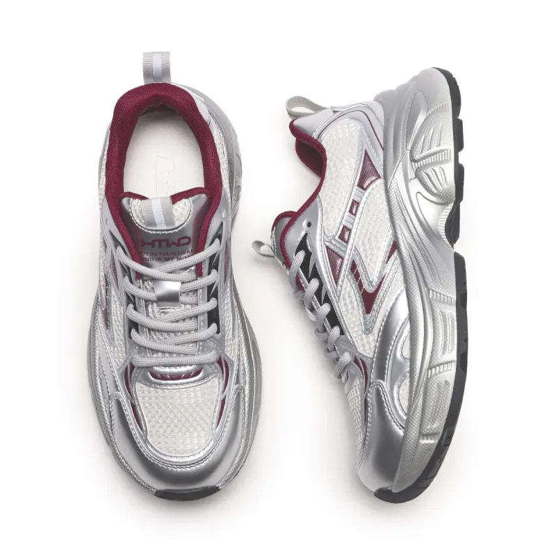 Hotwind Millennium Galaxy Series Abrasion Resistant Breathable Low Top Chunky Sneakers Women's Liquid Silver-5